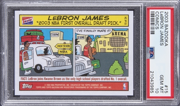 2003-04 Topps Bazooka Comics #15 LeBron James Rookie Card - PSA GEM MT 10